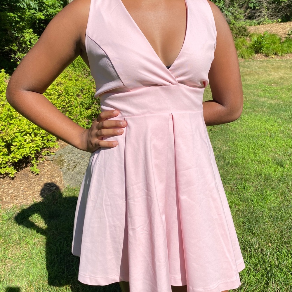 TOBI light pink skater dress